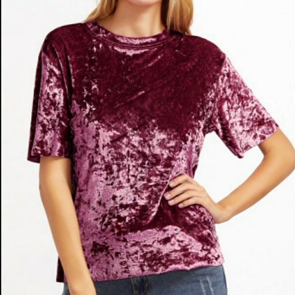 LAST ONE! Crushed Velvet Tee Style Top - Picture 3 of 6